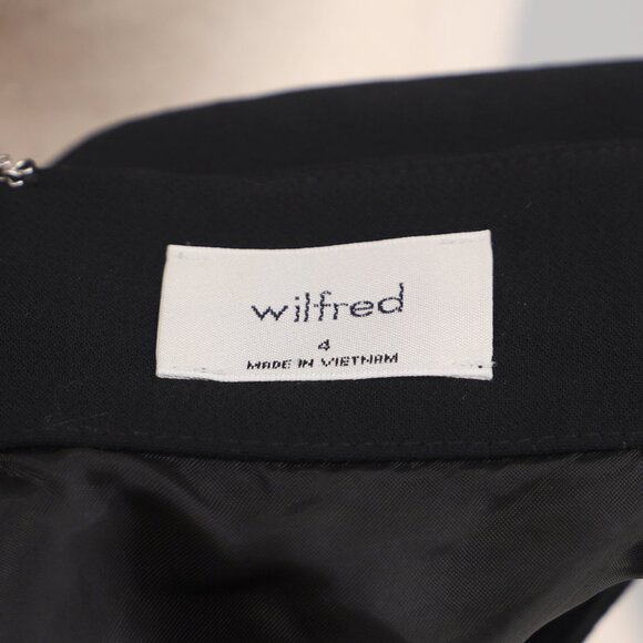WILFRED ARITZIA Asymmetrical Drape Wrap-Style Mini Skirt Black Size 4 - Picture 6 of 7